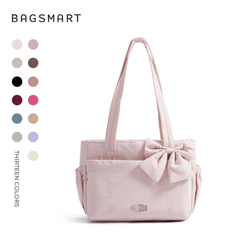BAGSMART Sac fourre-tout trois tailles avec plusieurs poches, sac à main gonflé, sac à bandoulière décontracté, sac fourre-tout grande capacité