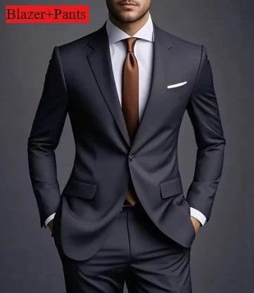 (Jacke + Hose) 2025 Neuer luxuriöser, eleganter Herrenanzug, 2-teiliges Set, modisch, koreanisch, lässig, Slim Fit, für Gesellschaft, Bräutigam, Hochzeit, Smoking