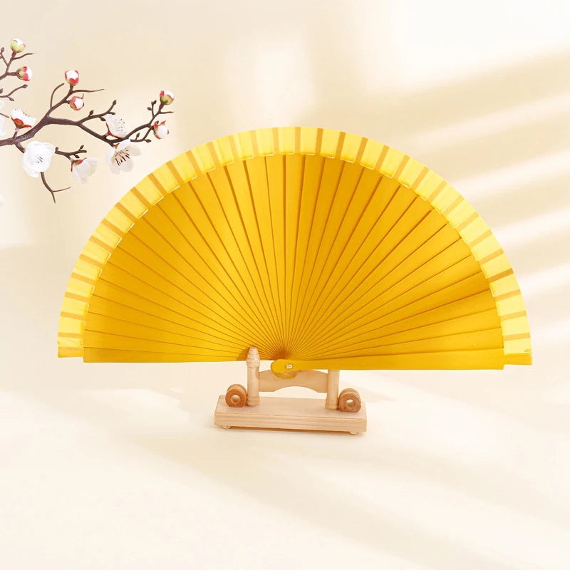 1PC Plain Wood Folding Hand Held Fans Solid Color Spanish Dance Performance Wooden Fans Wedding Hand-Painted Ornament Gift