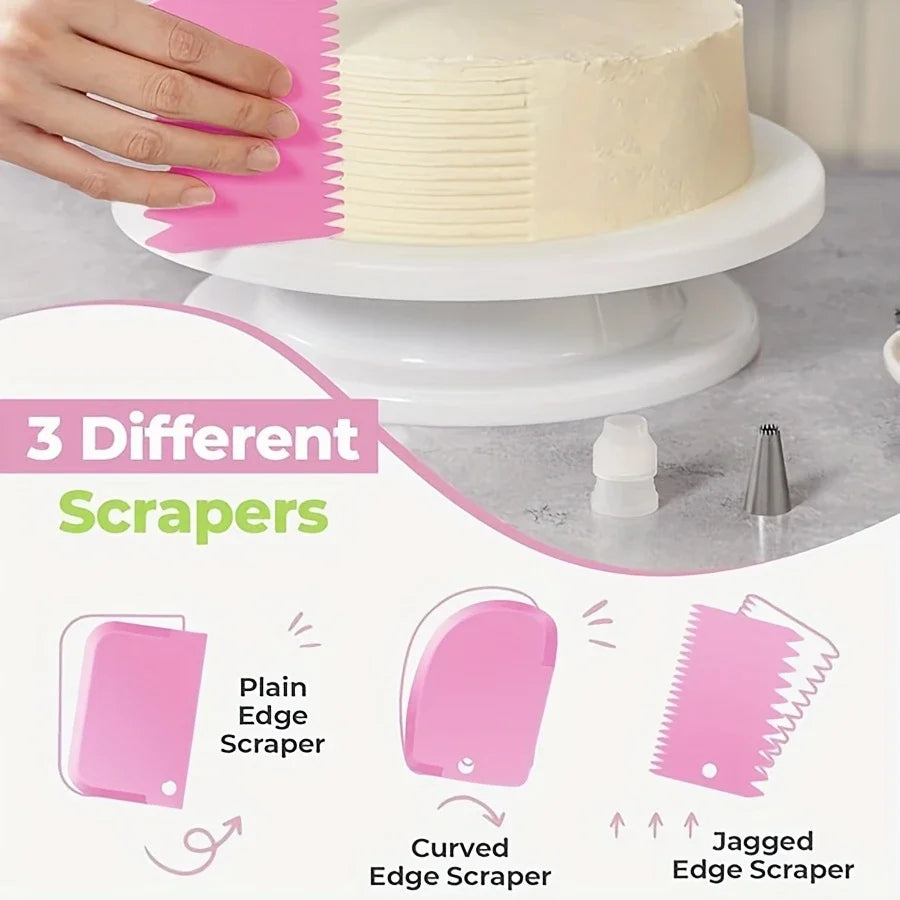 76-Piece Cake Decorating Tool Kit -Non-Slip Turntable For Beginners And Professionals DIY Cream Cookies Cake Making Baking Tools