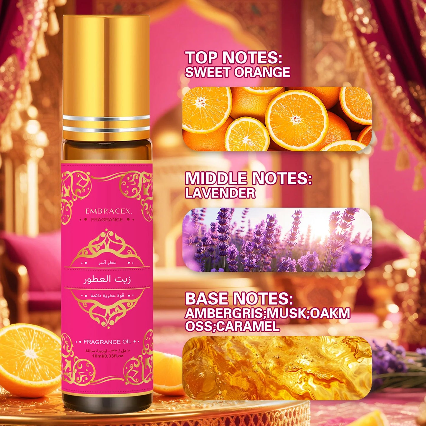 6er-Set 10ml Roller ätherische Öle Eid al-Fitr Geschenk Parfümöl Hautpflege Gesichtsöl Körperpflege Luftbefeuchter Sechs langanhaltende Düfte