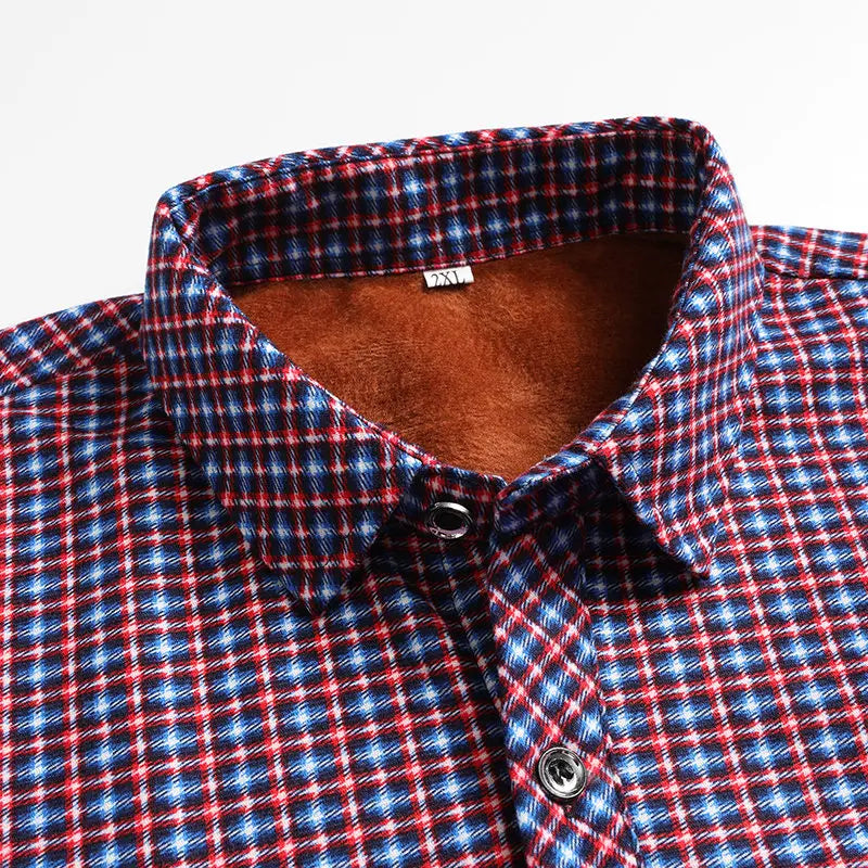 2025 Autumn and Winter Men's Fleece-lined Long Sleeve Shirt Business Casual Fashion Comfortable Non Ironing Versatile Top
