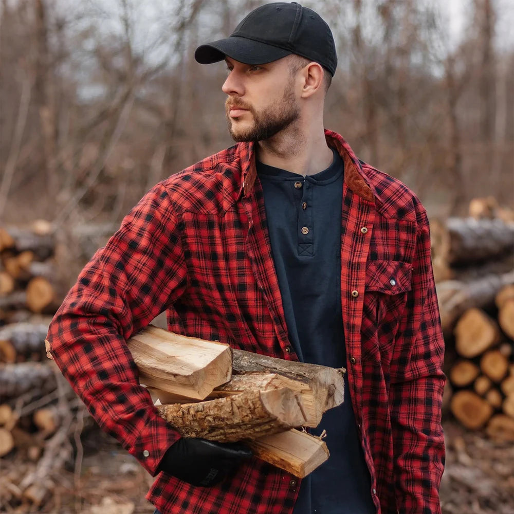 Herrenhemden Frühling Flanell Langarm Karo Kariert Gebürstet Casual Western Cowboy Perlknopfhemd Beliebte Kleidung US-Größe