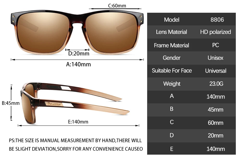 Lunettes de soleil homme, nouvelle collection, lunettes de soleil carrées polarisées, lunettes de protection solaire TR90 avec protection UV