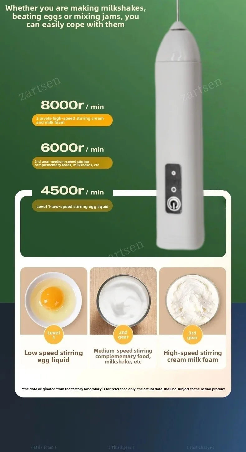 Mousseur à lait sans fil électrique Type-C Mixeur portatif en acier inoxydable Mini fouet pour café Cappuccino Crème