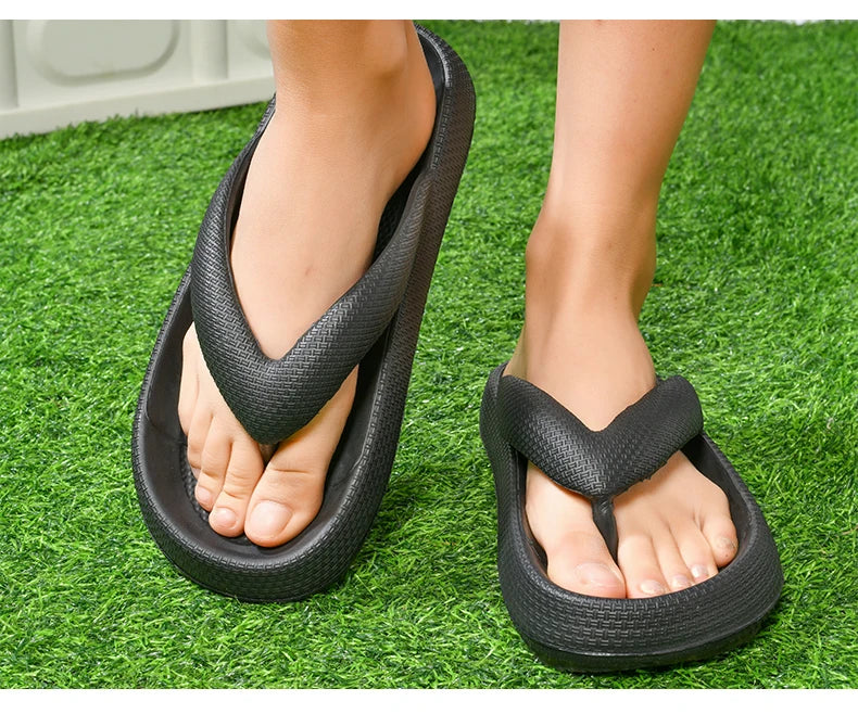 Ladies Lightweight Solid Color Sandals - Casual Indoor/Outdoor Couples Flip Flops, Comfortable Slip-On Beach Footwear
