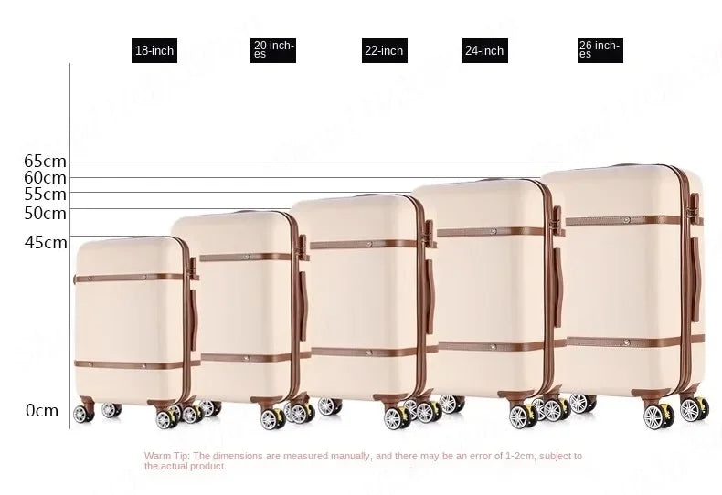 Nouvel ensemble de bagages à roulettes pour femmes - Ensemble valise de voyage tendance avec serrure à combinaison, sac à cosmétiques universel, ensemble de 2 valises à roulettes rétro