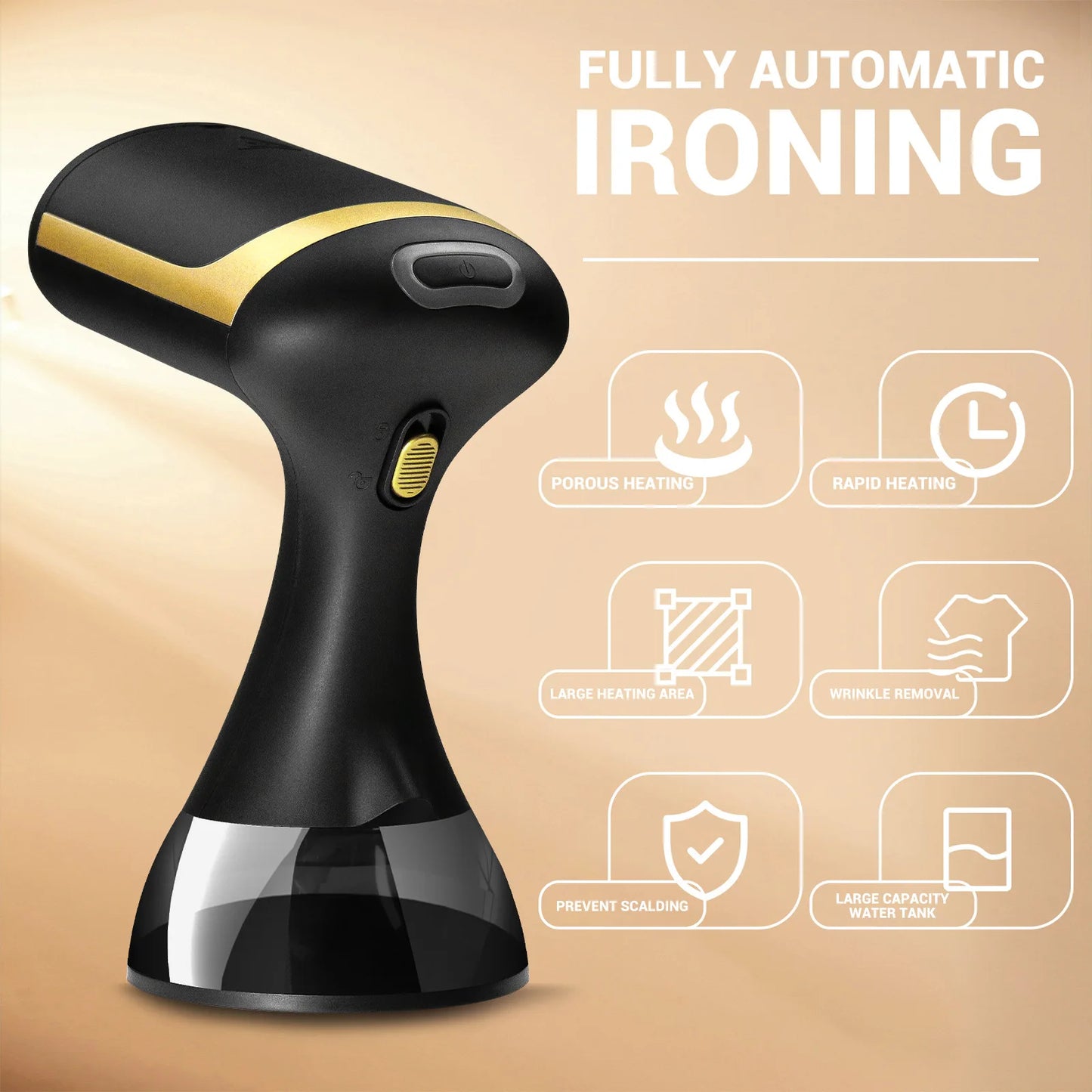 HOMEFISH Machine à repasser portable 1500W, fer à vapeur à main pour usage domestique, petite machine à repasser suspendue à sec et humide pour l'entretien des tissus