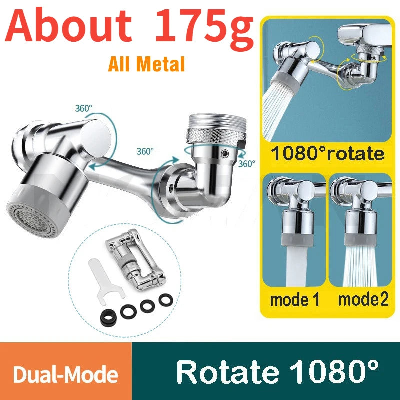 1080° Universal-Rotations-Wasserhahndüse 22/24mm Adapter Waschbecken-Wasserhahnverlängerung Belüfter Sprudler-Düse Küchenarmatur