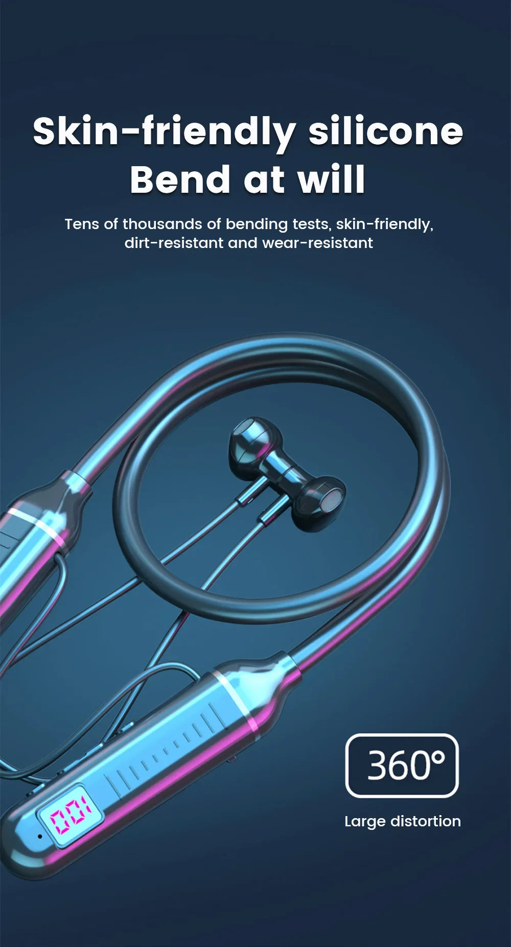 Kabellose Ohrhörer 5.3 Nackenbügel-Kopfhörer Gaming LED-Display Stereo Sport-Headset Halterung Wasserdichte Magnetische Ohrhörer