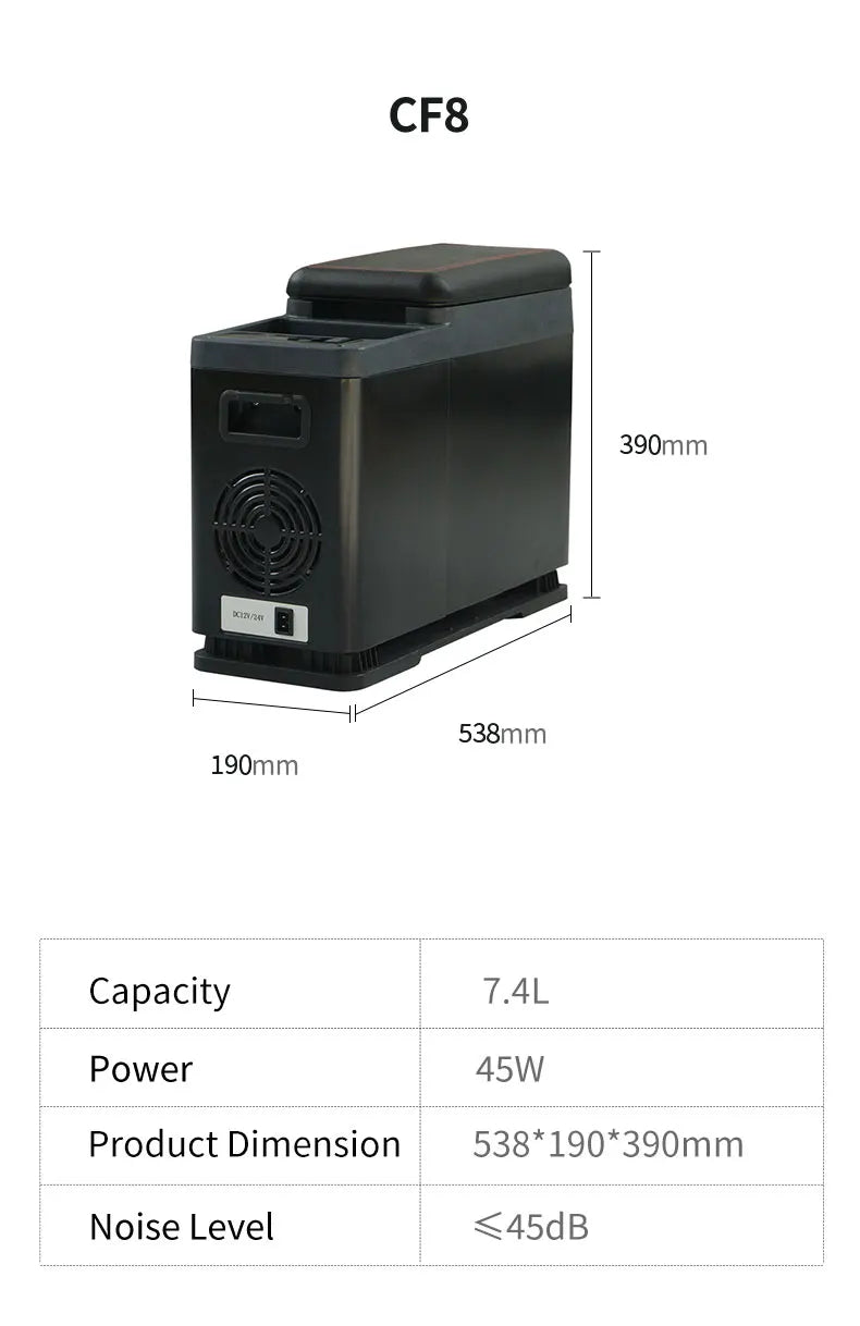 Alpicool CF8 Small Fridge Mini Car Fridge 12V Armrest Fridge 8L Portable Refrigerator