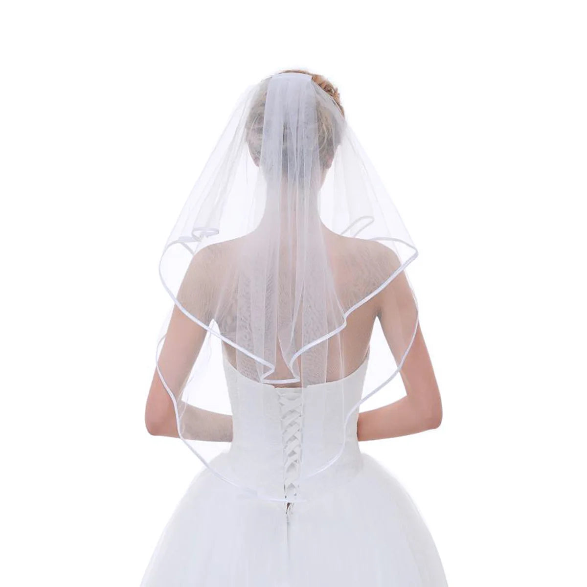 Gothic Schleierkante Brautschleier für Damen Accessoires 2 Lagen mit Kamm Hochzeit Party Kurzer Schleier Accessoires