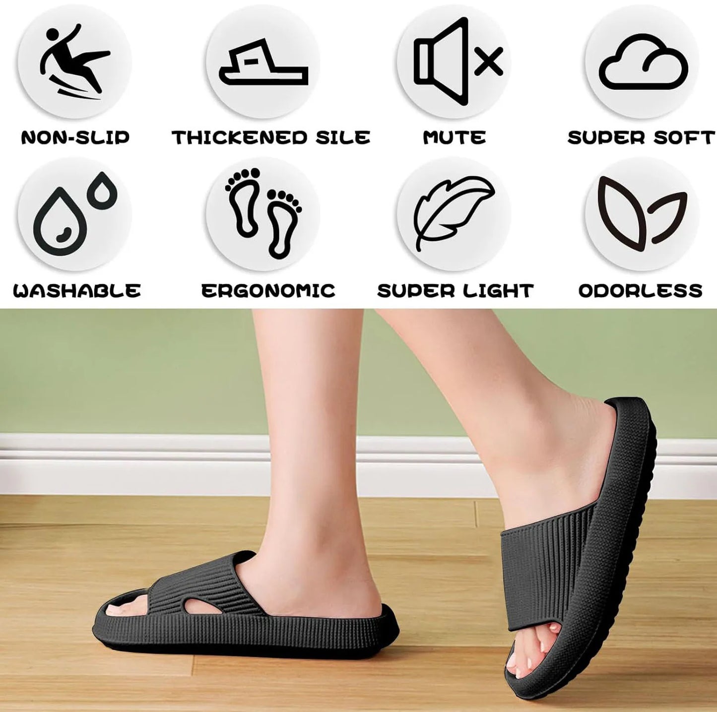 Sliders Cloud Slippers Non-Slip Mens Womens Slippers Cloud Sliders Soft Flip Flops with Thick Sole for Shower Bathroom
