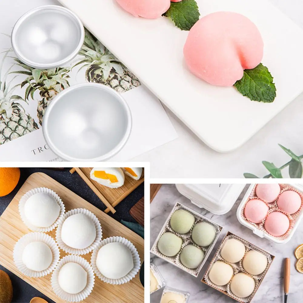 Sphere Bath Half Round Daifuku Dessert Pan Tin Baking 3D Aluminum Ball Mochi Mold Cake Pastry Mould Snowball