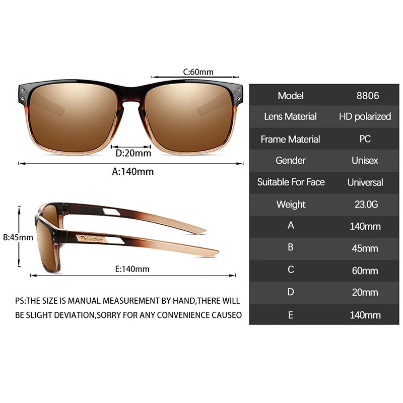 Lunettes de soleil homme, nouvelle collection, lunettes de soleil carrées polarisées, lunettes de protection solaire TR90 avec protection UV