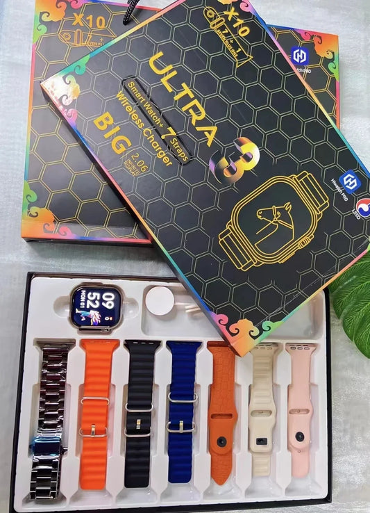 7+1 Smart Watch X10 Ultra 3 Sportuhr für Herren Damen Bluetooth Anruf Smartwatch DIY Zifferblätter Wasserdichtes Smart-Armband
