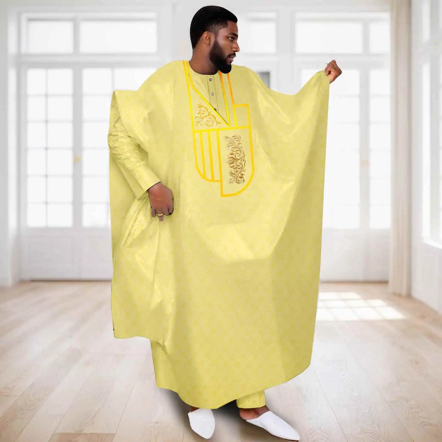 APTX Afrikanische Kleidung für Herren Muslimischer Kaftan Weiß Traditionelle Hochzeit Party Anzug Hemd Hose 3-teiliges Set Dashiki Agbada Ramadan 2516047