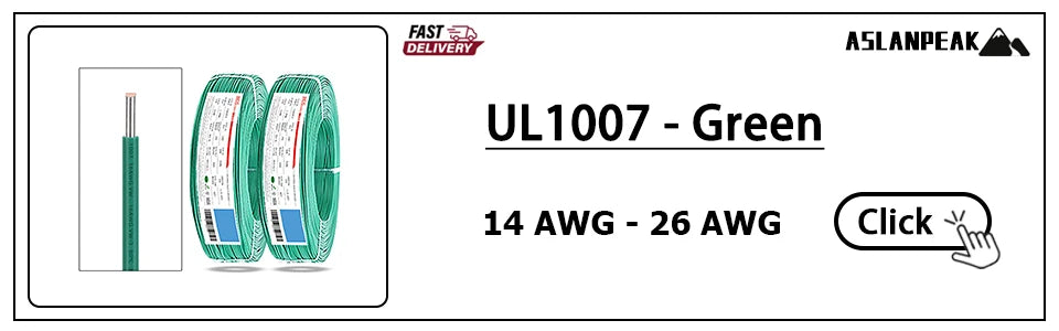 UL1007 26-14AWG 1-30m Red PVC Hard Copper wire Single core copper cable Power extension cable Solid core electronic wire For car