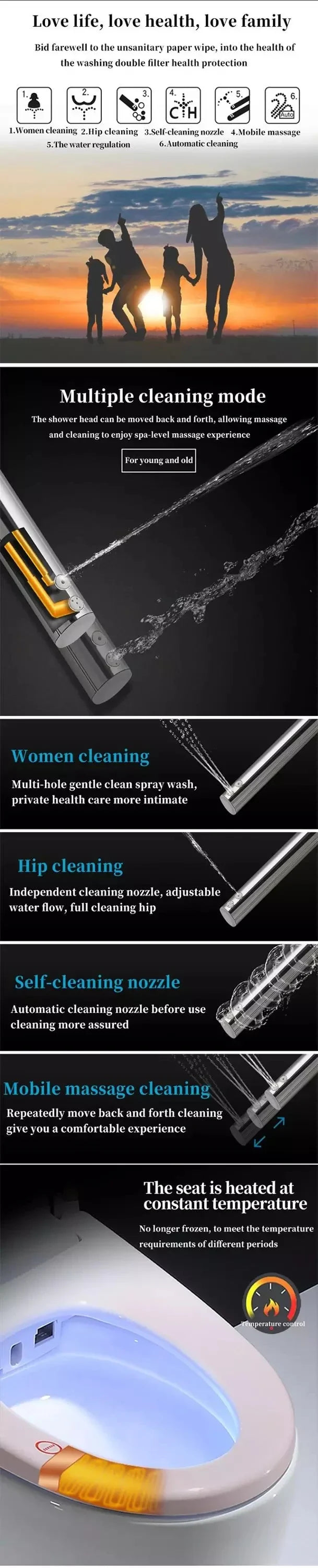 Intelligente Toilette Intelligent, automatische Flip-Top-Spülung Keramik-Automatikspülung integrierte Toilette S-förmiger Geruchsverschluss Toilette