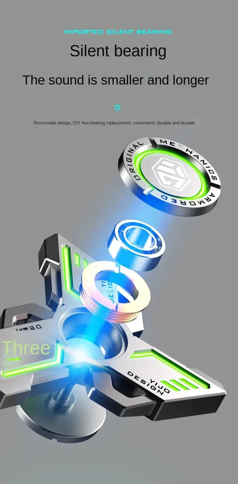 Antistress EDC Leuchtende Fidget Spinner Legierung Metall Hand Spinner Nachleuchtender Kreisel Stressabbau Spielzeug Für Erwachsene Kinder Spielzeug