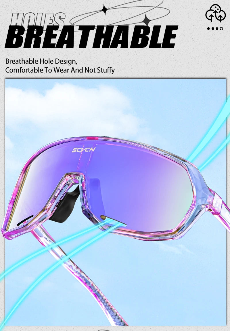 SCVCN Lunettes de soleil photochromiques d'extérieur, lunettes de cyclisme pour hommes, lunettes de vélo pour femmes, VTT, vélo de route, lunettes de cyclisme UV400