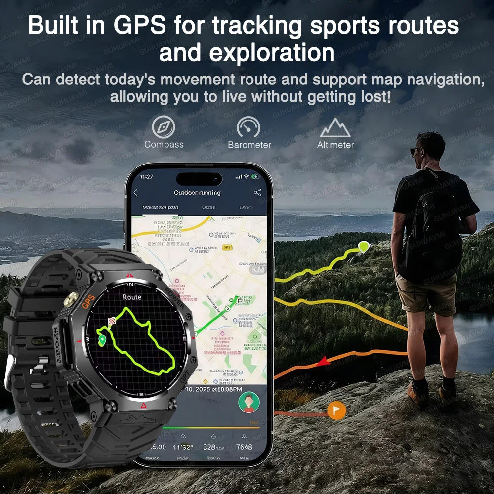 T-Rex 3 Ultra Militärische GPS-Smartwatch 10ATM Wasserdicht Kompass Höhenmesser Barometer AMOLED Herren HD Anruf Sport-Smartwatch