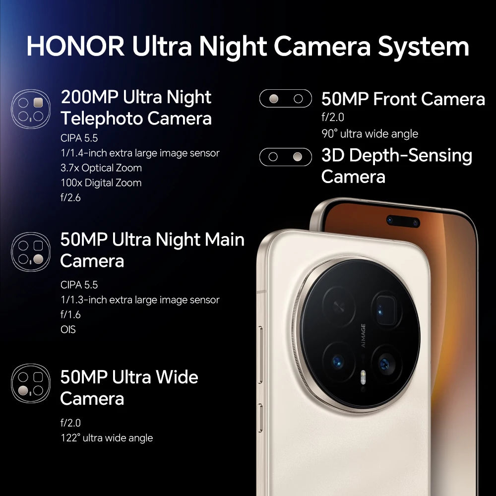 Version globale HONOR Magic8 Pro Snapdragon 8 Elite Gen 5 Écran OLED 6,71'' 120Hz 7100mAh SuperCharge 100W Téléphones Magic 8 Pro
