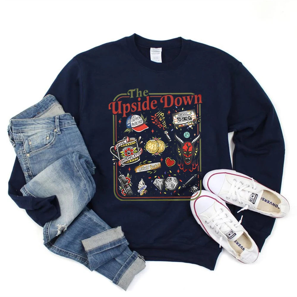 The Upside Down Sweatshirt Lustiges Hawkins Clipart Grafikshirt Stranger ST5 Inspiriert Demogorgon Tops Trendige Gothic Sweatshirts