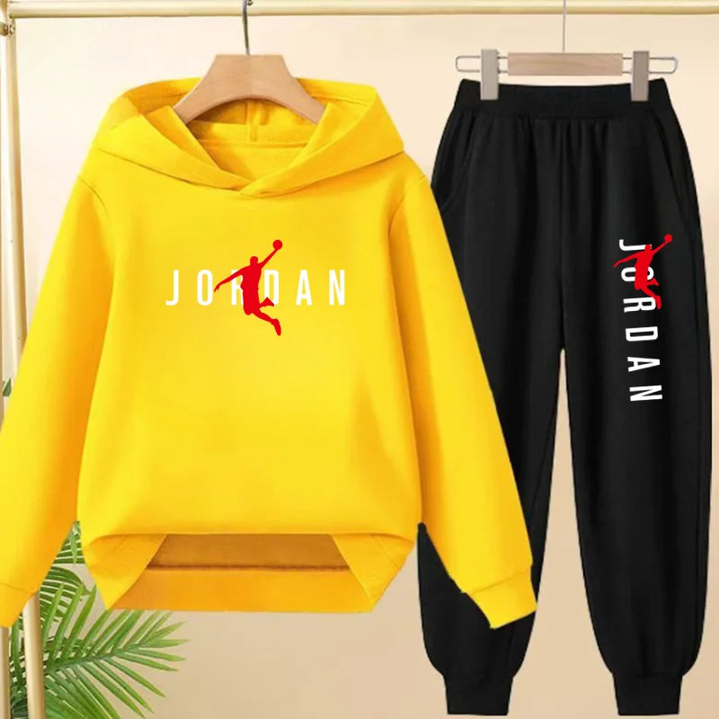 Ensemble mode décontracté de survêtement à capuche noir pour enfants, haut et pantalon, pour garçons et filles, bambins de 3 à 12 ans