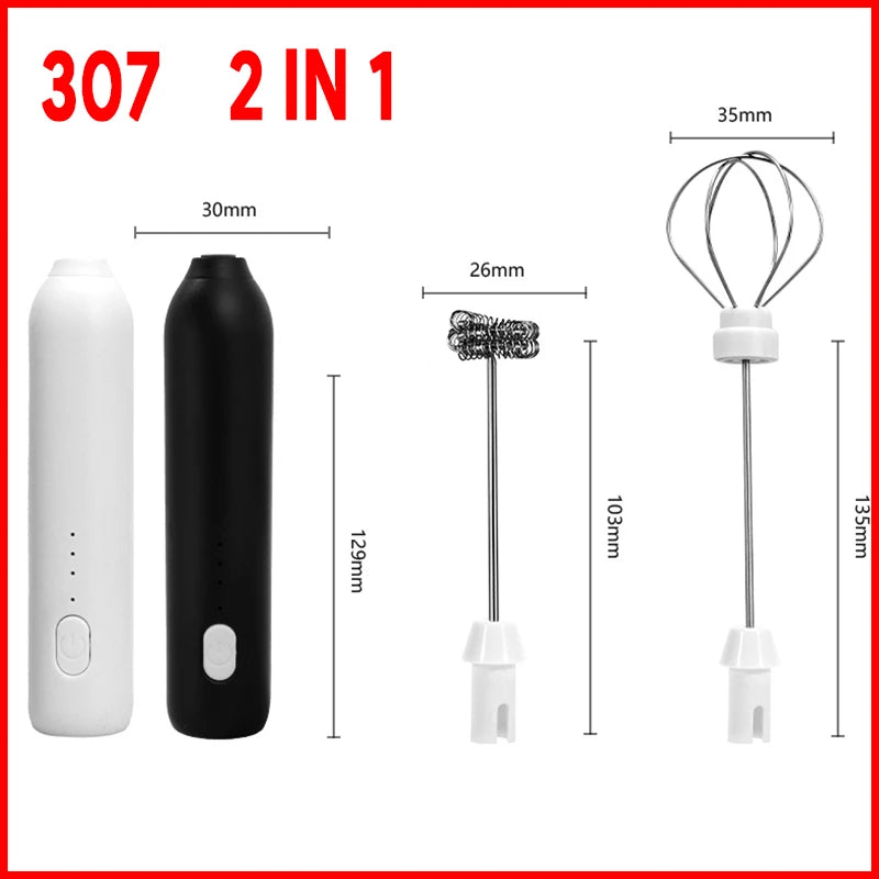 CHAUD Mousseur à lait électrique + Fouet à œufs Recharge sans fil Type-C 3 vitesses Mini batteur à main Mousseur à café Outils de cuisine