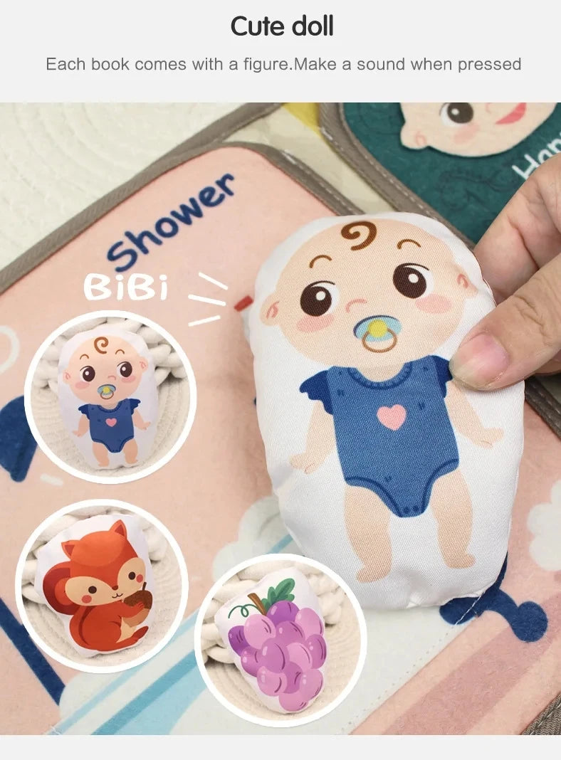 Jouets Montessori Histoire d'Animaux de la Ferme Livre en Tissu d'Activités Jouets d'Apprentissage Préscolaire Motricité Fine Livre en Feutre d'Éducation Précoce pour les Tout-petits