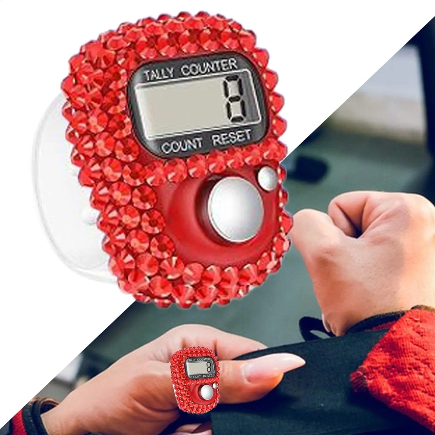 1pc Digital Finger Ring Counter with LCD Resettable Electronic Islamic Tasbih Prayer Counter Adjustable Tally Clicker for Sports