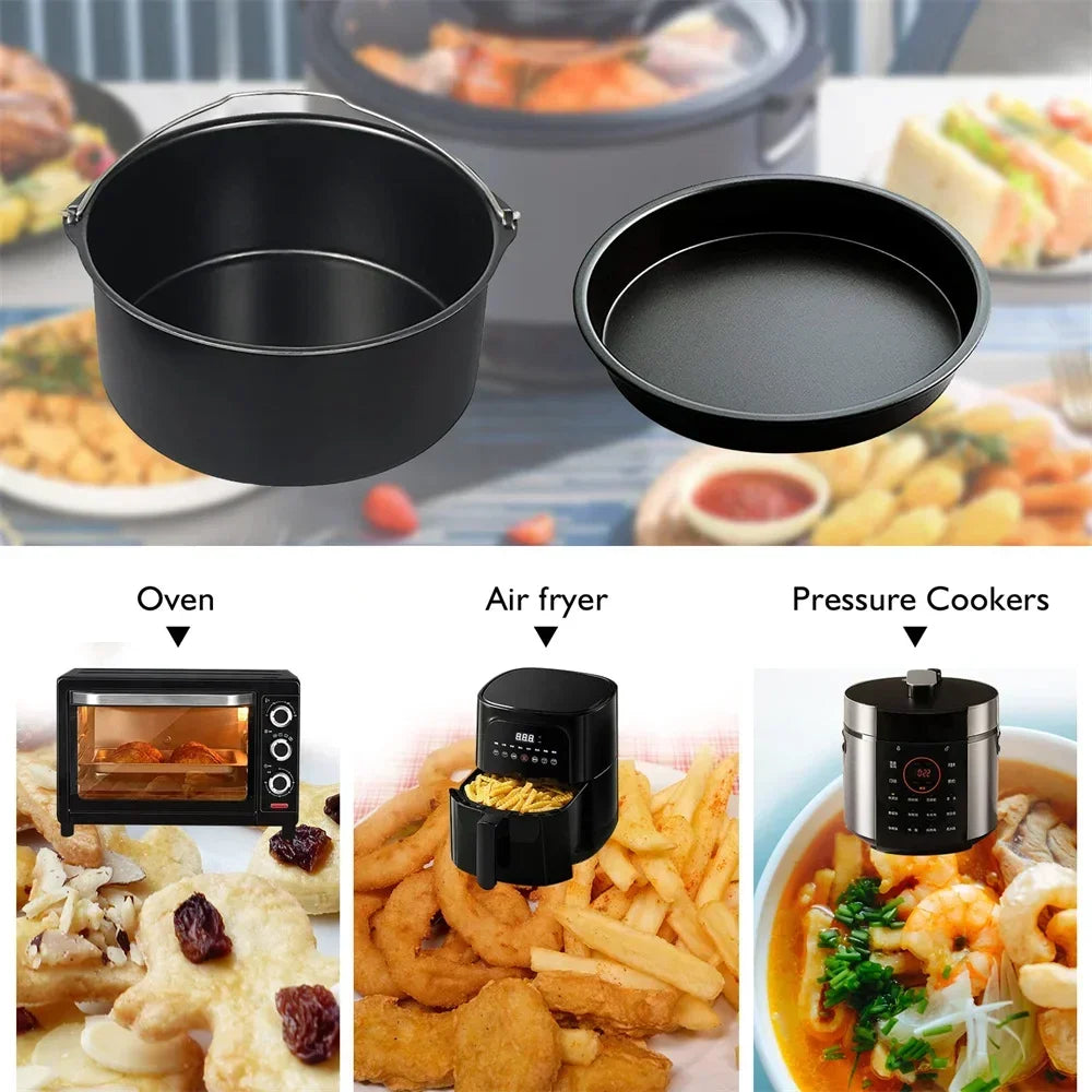 Moules à gâteau ronds antiadhésifs de 6/7/8 pouces, moules de cuisson avec poignées pour friteuse à air, moules à pizza pour four de cuisine
