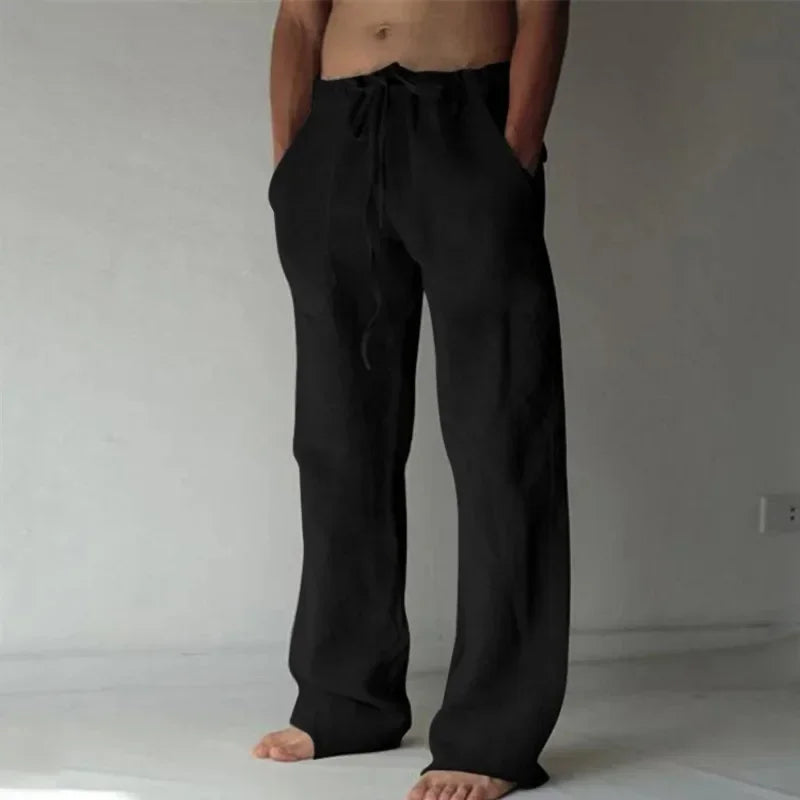ropa hombre baggy pants Pantalon décontracté en coton et lin pour hommes, respirant, ample, Streetwear, Jogging, Automne, Été