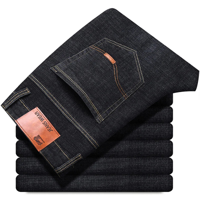 Nouveau Jean Slim extensible classique décontracté pour Homme 2024, Pantalon en Jean de Marque pour Homme, Noir Bleu