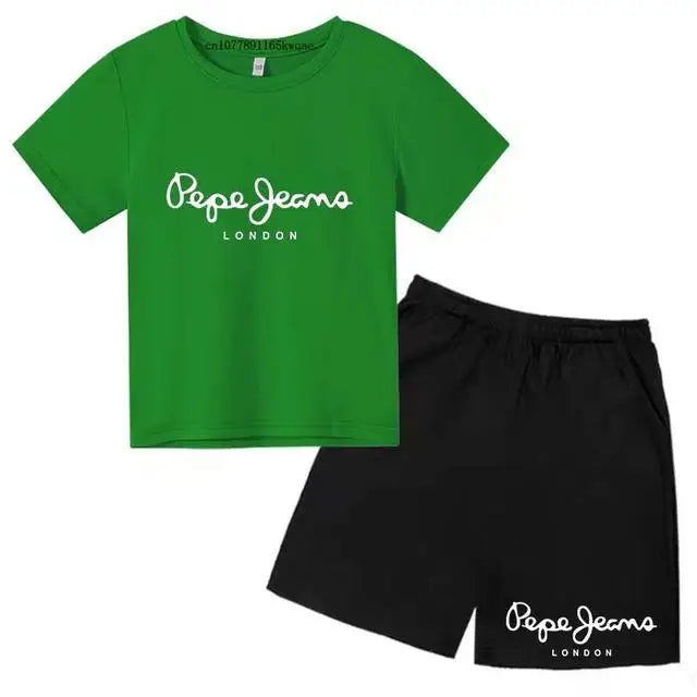 Children Summer London Clothes T-shirt 3-12Yrs Boys Girls Short-sleeved Top+Shorts Casual Brand Fashion Sports Set Clothing