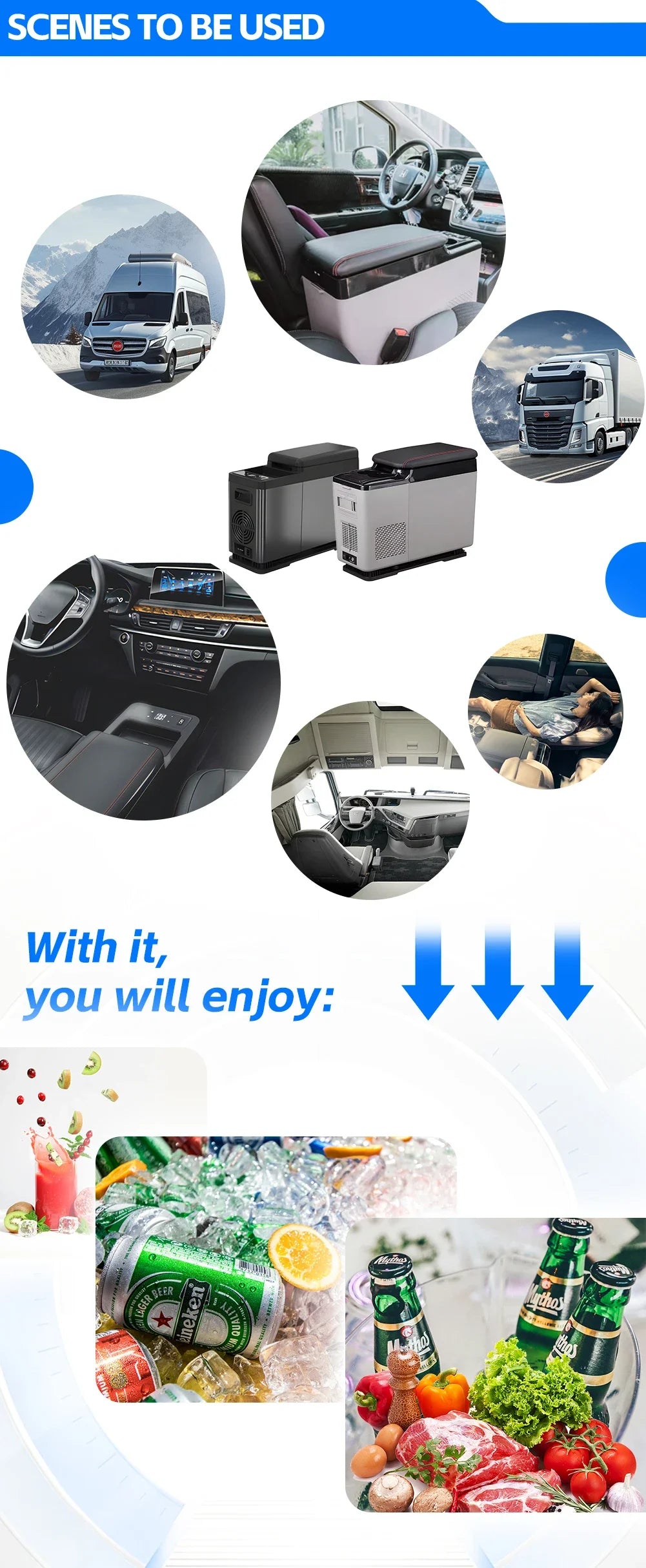 Portable CF15 Mini Refrigerator 15L DC12V/24V Refrigerated Drinks Refrigerator For Car Truck Camping