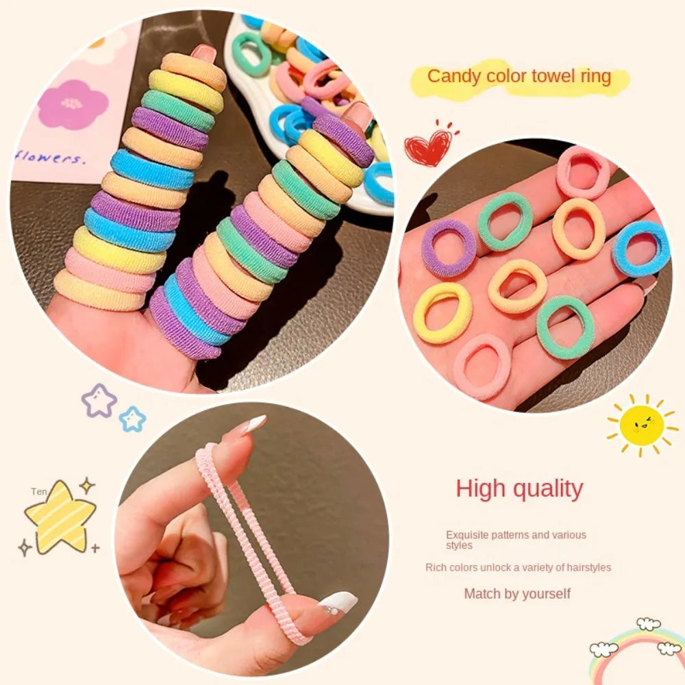 Lot de 100 bandeaux pour enfants marron et noir, mini élastiques mignons, corde à cheveux couleur bonbon, anneau à cheveux coréen sans danger, couvre-chef pour enfant