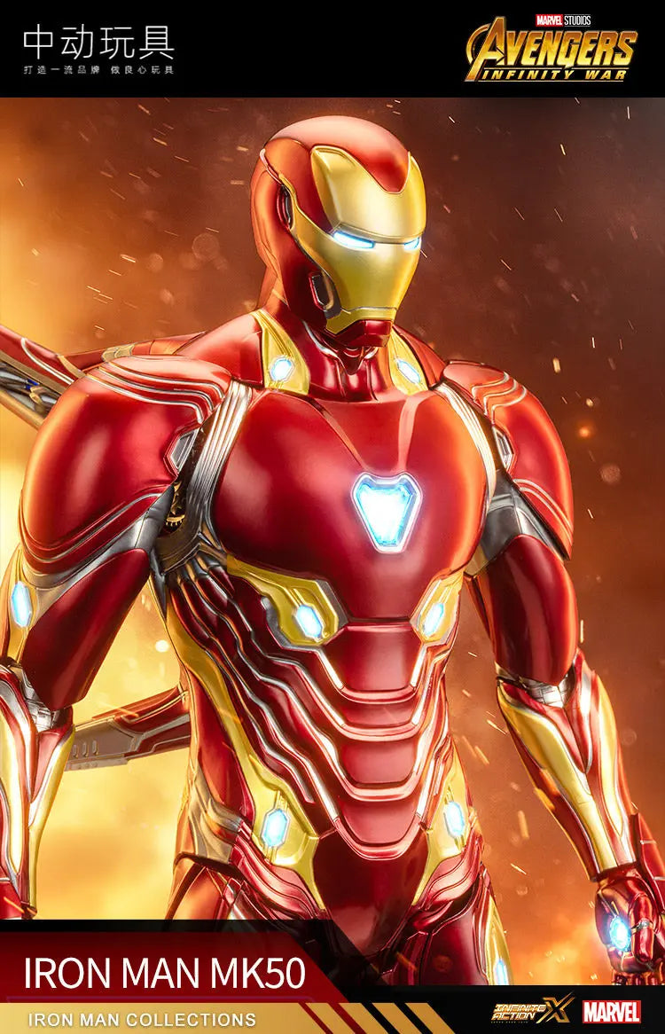 ZDTDS Original 1/5 36CM Iron Man MK50 MK3 LED-Beleuchtung 10-jähriges Jubiläum Tony Stark Modell Actionfigur Geschenk