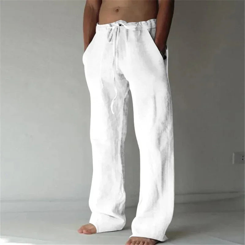 ropa hombre baggy pants Pantalon décontracté en coton et lin pour hommes, respirant, ample, Streetwear, Jogging, Automne, Été