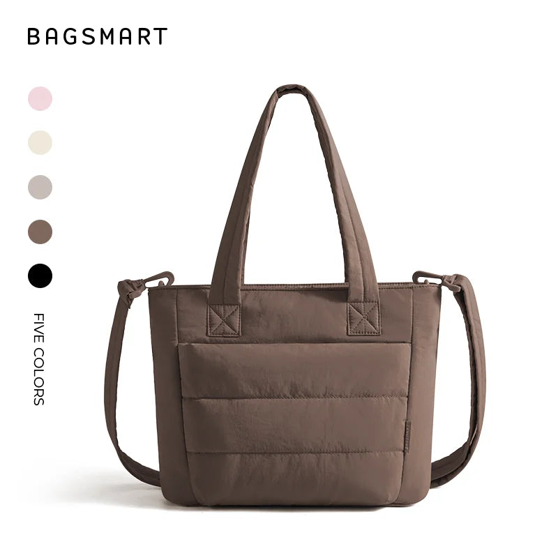 BAGSMART Damen Tragetasche Gepolsterte Einzelschultertasche Große Kapazität Studenten College Umhängetasche Lässige Outdoor-Handtasche