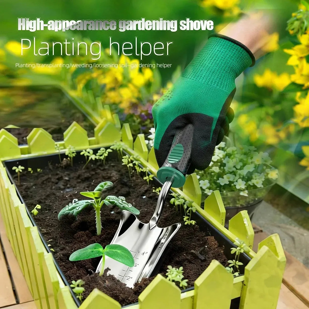 LAOA Multi-Function Garden Tools Collection, Planting Shovel, Soil Rake, Weeding Fork, All-in-One Garden Care Set