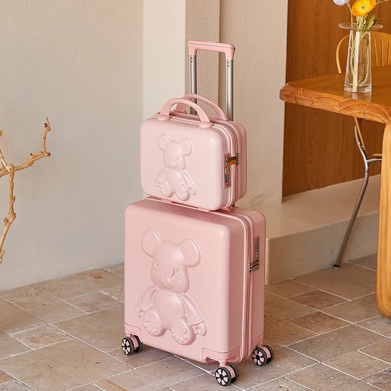 Nouvelle valise trolley universelle à roulettes 18 pouces 2024, sac de maquillage cabine pour hommes et femmes