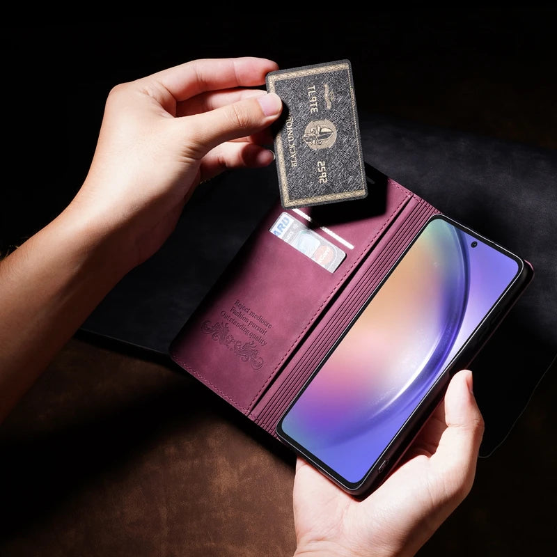 Wallet Skin Friendly Flip Leder Hülle für Samsung Galaxy S26 Ultra S25 Edge S24 Plus S23 FE A15 A16 A17 A26 A35 A36 A54 A55 A56