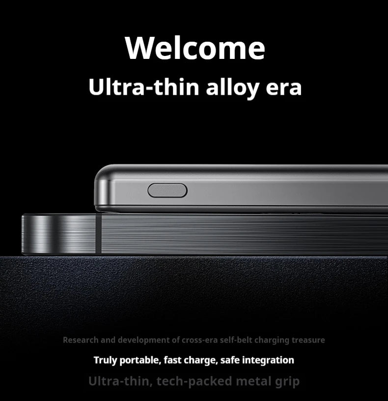 Ultra-Thin 5000mAh Portable Power Bank 20W Fast Charging Wired & Wireless Alloy Shell for iPhone