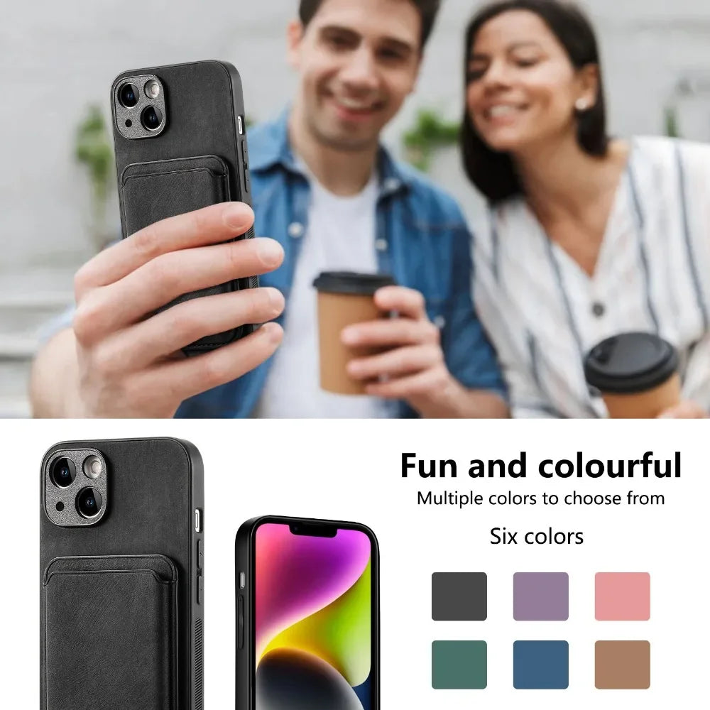 Vintage-Lederhülle mit abnehmbarem magnetischem Kartenhalter für iPhone 17 Air 16e 16 Pro Max 15 14 Plus 13 12 11