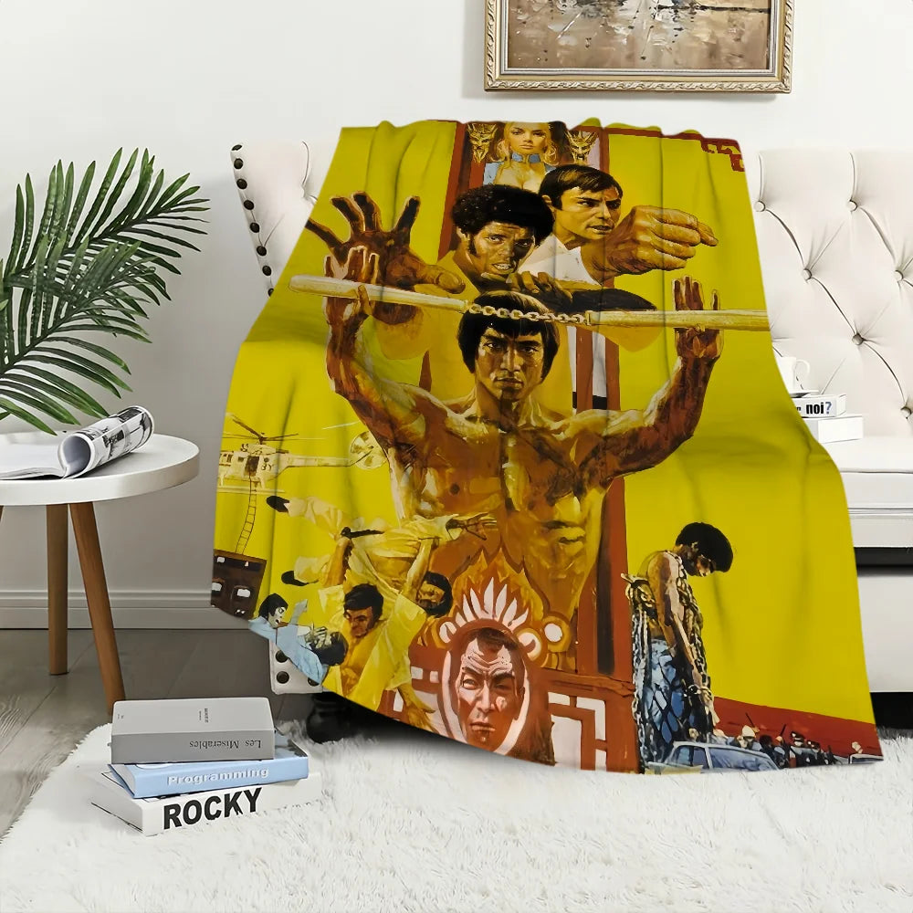 Couverture polaire Bruce Lee Kung Fu, tapis de sieste pour canapé, salon, bureau, chambre à coucher, cadeaux d'anniversaire pour enfants, voyage, maison