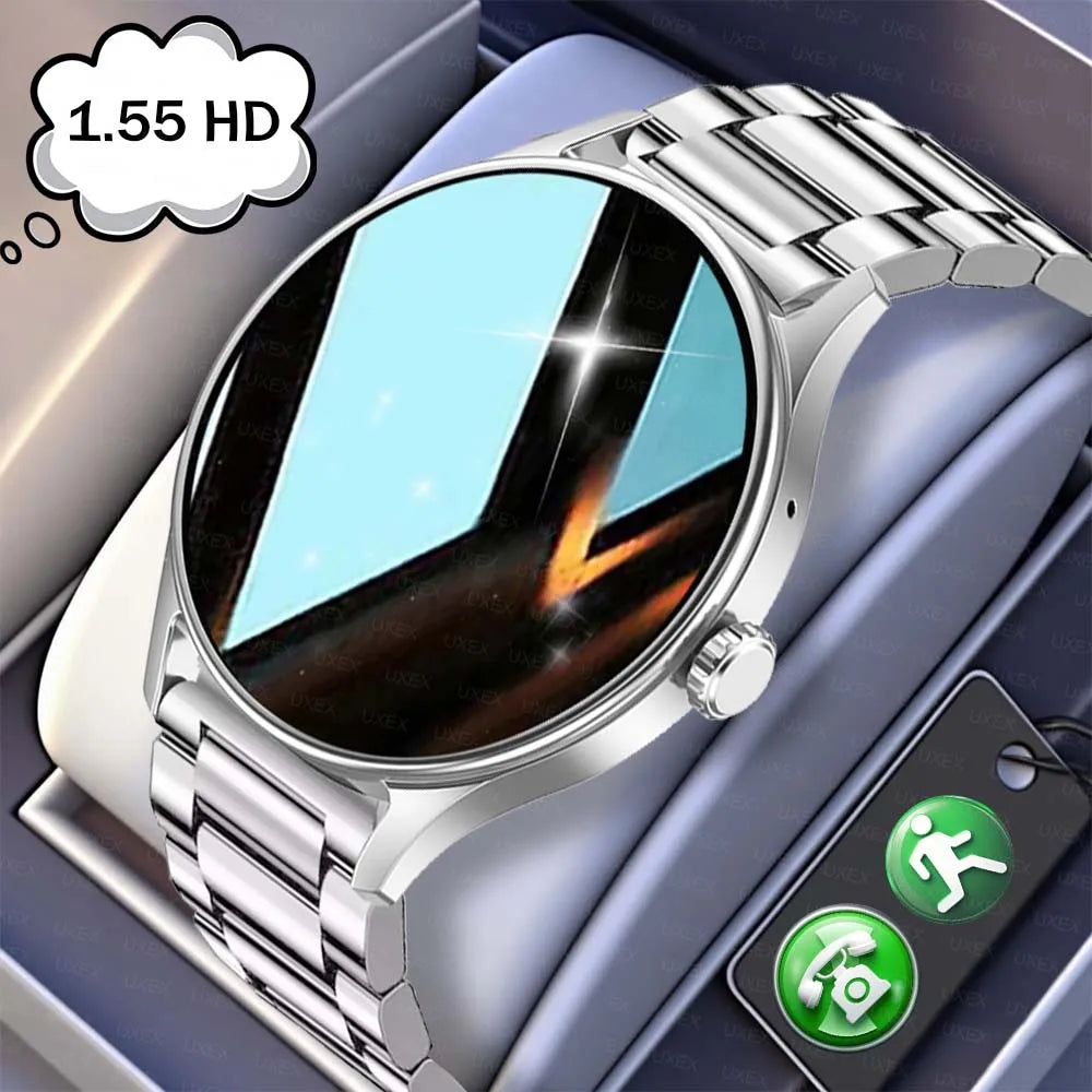Mode Smartwatch Plus 1.55 HD Für Herren und Damen App-Steuerung BT Anruf Gesundheits-Tracker Benutzerdefiniertes Foto Überraschungsgeschenk Business-Uhren