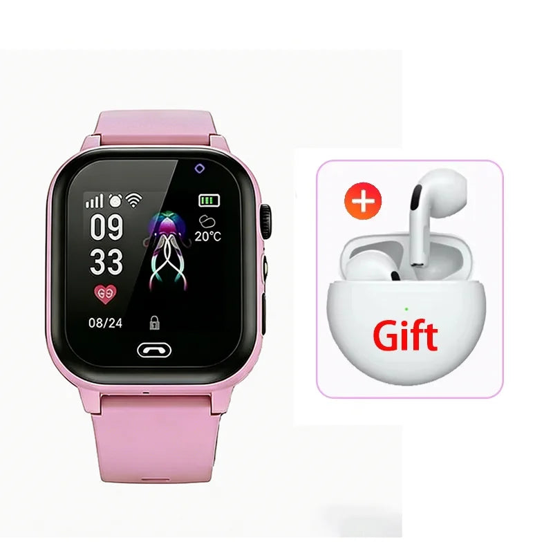 Montre intelligente pour enfants 5G GPS Localisation Appel vidéo Carte SIM SOS Caméra enfant Étanche Mise à niveau 2025 Pour garçons filles Ajouter des écouteurs