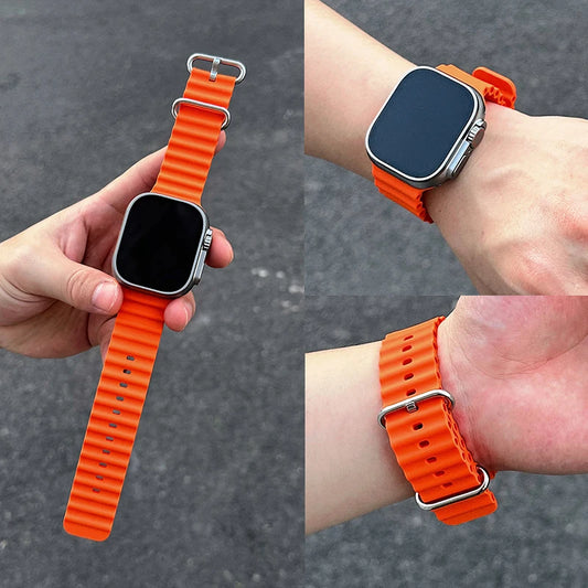 Official Ocean strap for Apple watch bands Ultra 3 2 49mm 46mm 44mm 40mm 42 41 45 sport bracelet iWatch Series 11 10 9 7 8 6 SE3